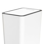 Press-Activated Trash Can with Lid, 15L Capacity, Plastic Material, Suitable for Bathroom, Toilet, Kitchen, White